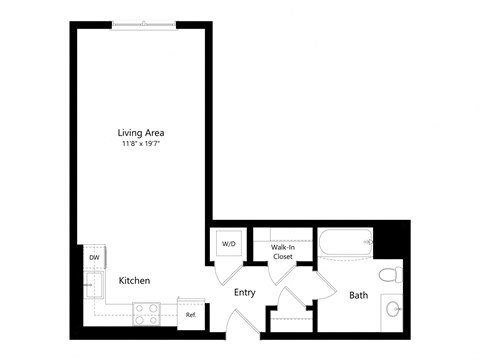 Floor plan for studio, 1 bath, 552 sqft